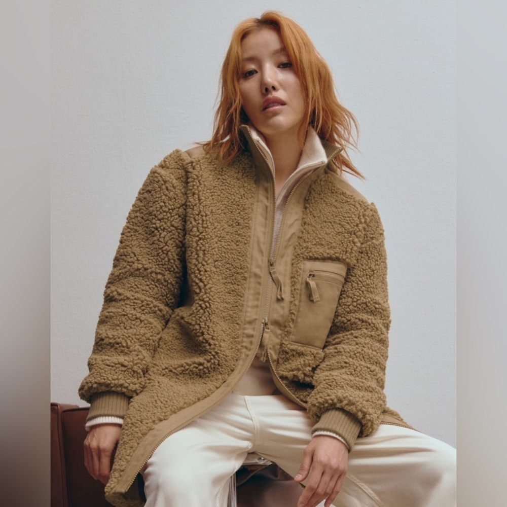 Everlane The Teddy Jacket Brown Tan Cozy Oversized | Size Large